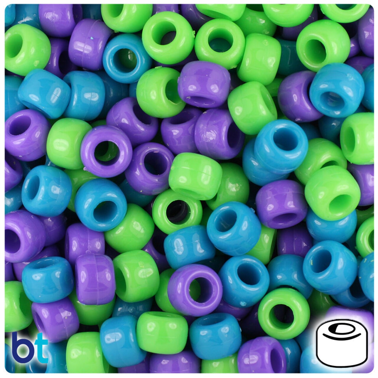 BeadTin Delicious Mix Opaque 9mm Barrel Plastic Pony Beads (500pcs)